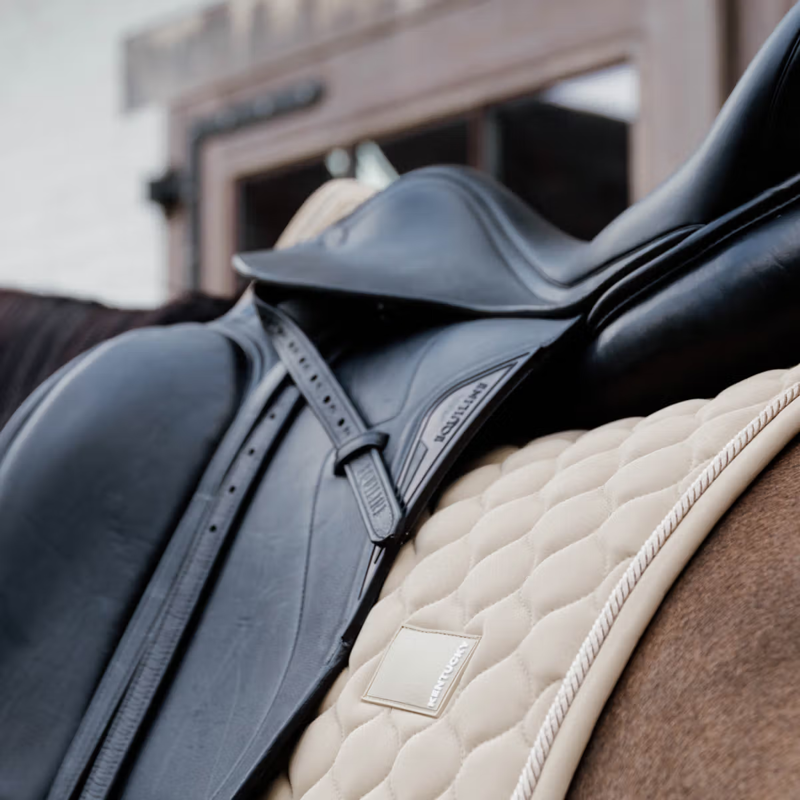 Kentucky Onion Quilt Rubber Logo Dressage Saddlepad Full - Beige-1