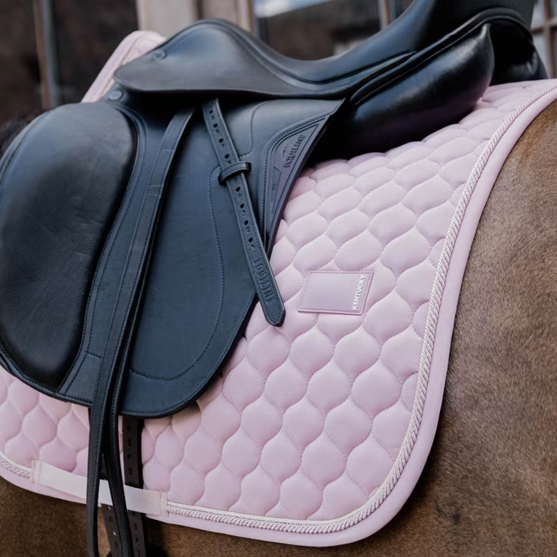 Kentucky Onion Quilt Rubber Logo Dressage Saddlepad Full - Light Rose-1