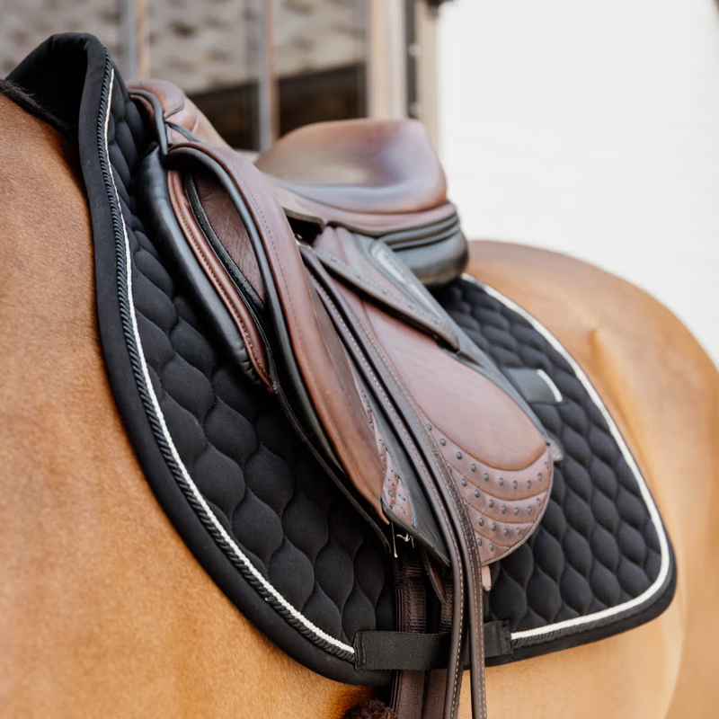Kentucky Onion Quilt Rubber Logo Jumping Saddlepad Full - Black-1