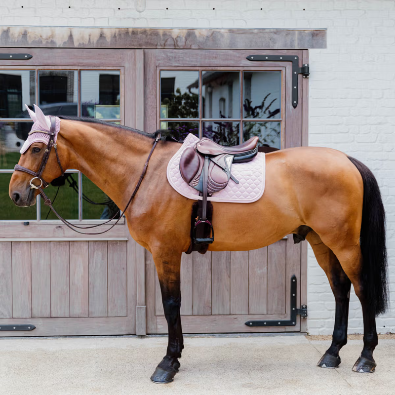 Kentucky Onion Quilt Rubber Logo Jumping Saddlepad Full - Light Rose-1