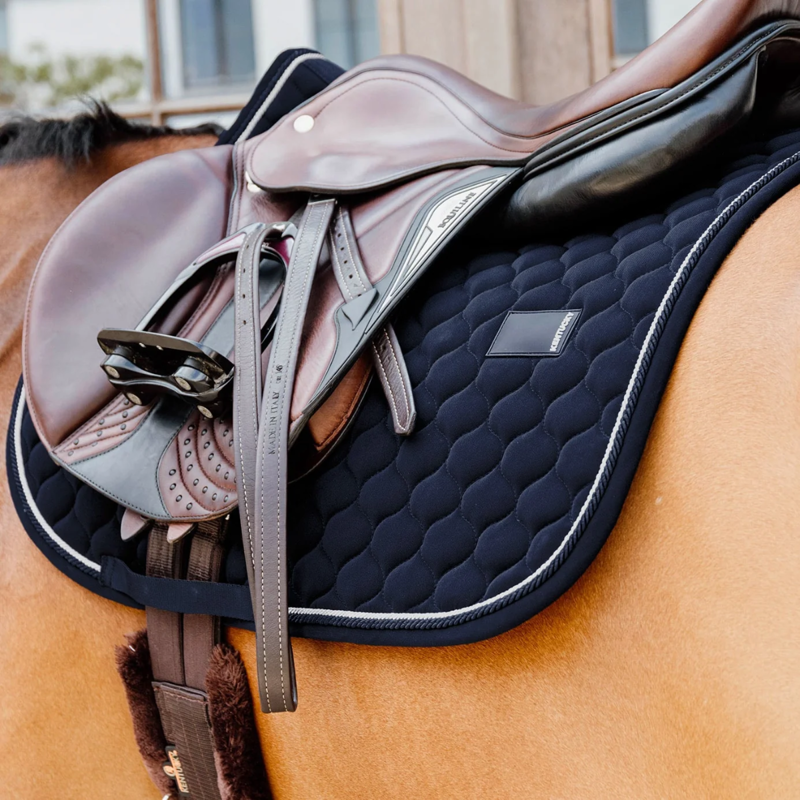 Kentucky Onion Quilt Rubber Logo Jumping Saddlepad Full - Navy-1