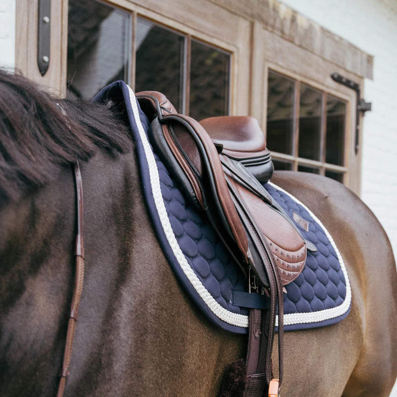 Kentucky Show Jumping Saddlepad with Plaited Cord Full - Navy-1