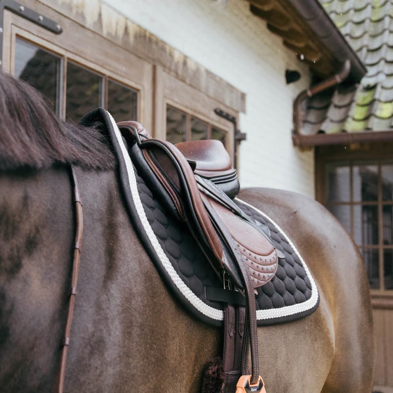 Kentucky Show Jumping Saddlepad with Plaited Cord Full - Black-1