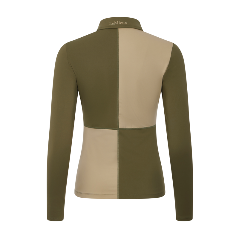LeMieux Harlequin Rugby Shirt Base Layer - Willow/Pear-1