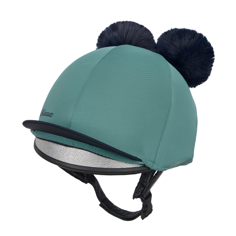 LeMieux Mini Double Pom Hat Silk - Navy/Aloe-1
