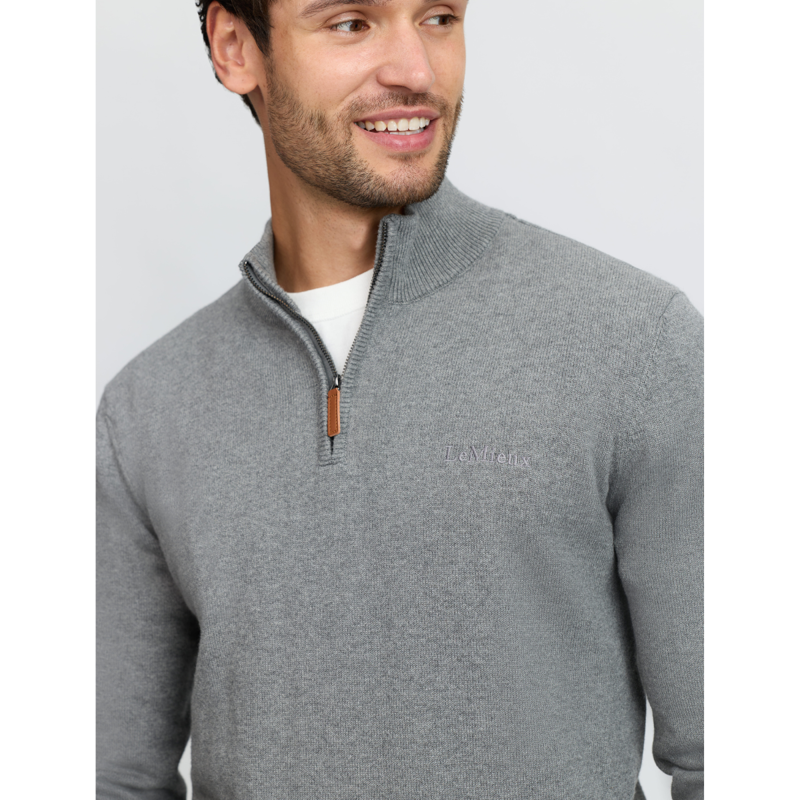 LeMieux Men's Quarter Zip Knit - Grey-2