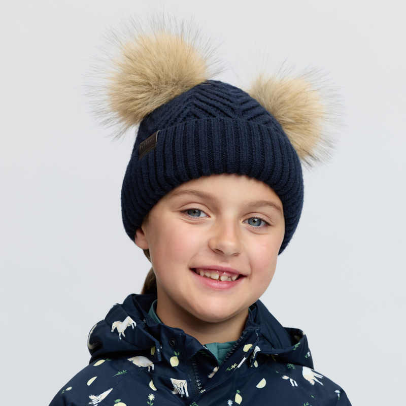 LeMieux Mini Double Pom Beanie - Navy-1