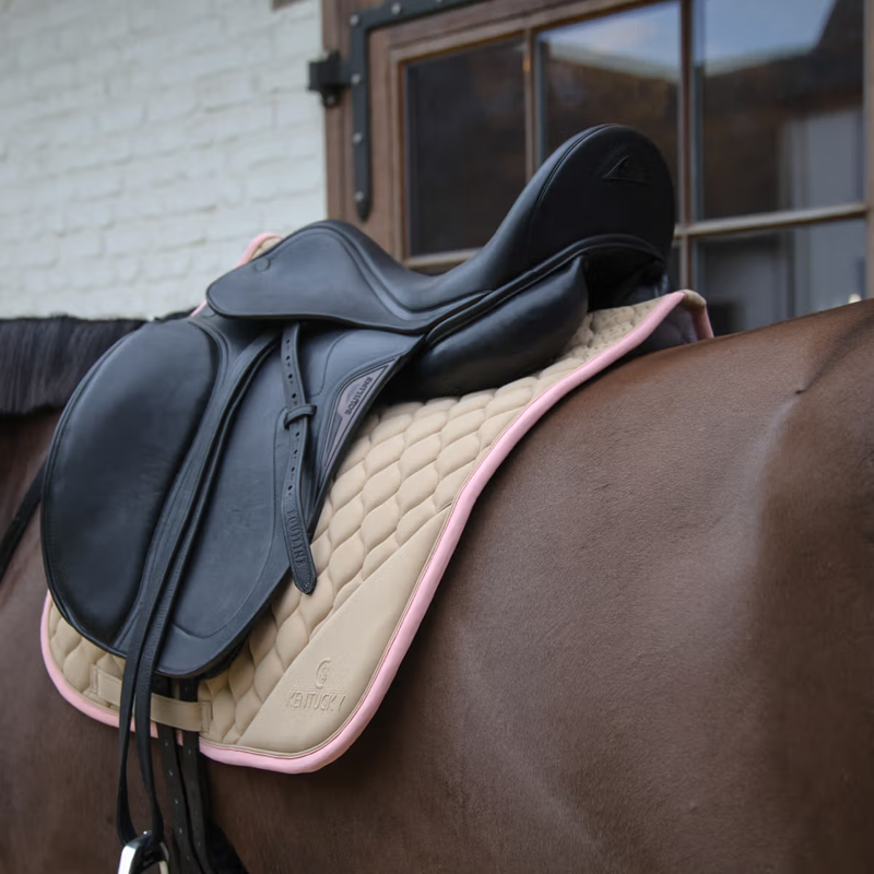 Kentucky Softshell Onion Quilt Dressage Saddlepad Full - Beige/Old Rose-1