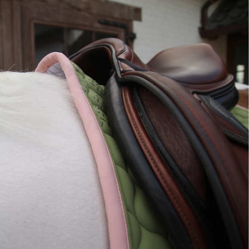 Kentucky Softshell Onion Quilt Jumping Saddlepad Full - Khaki/Old Rose-1