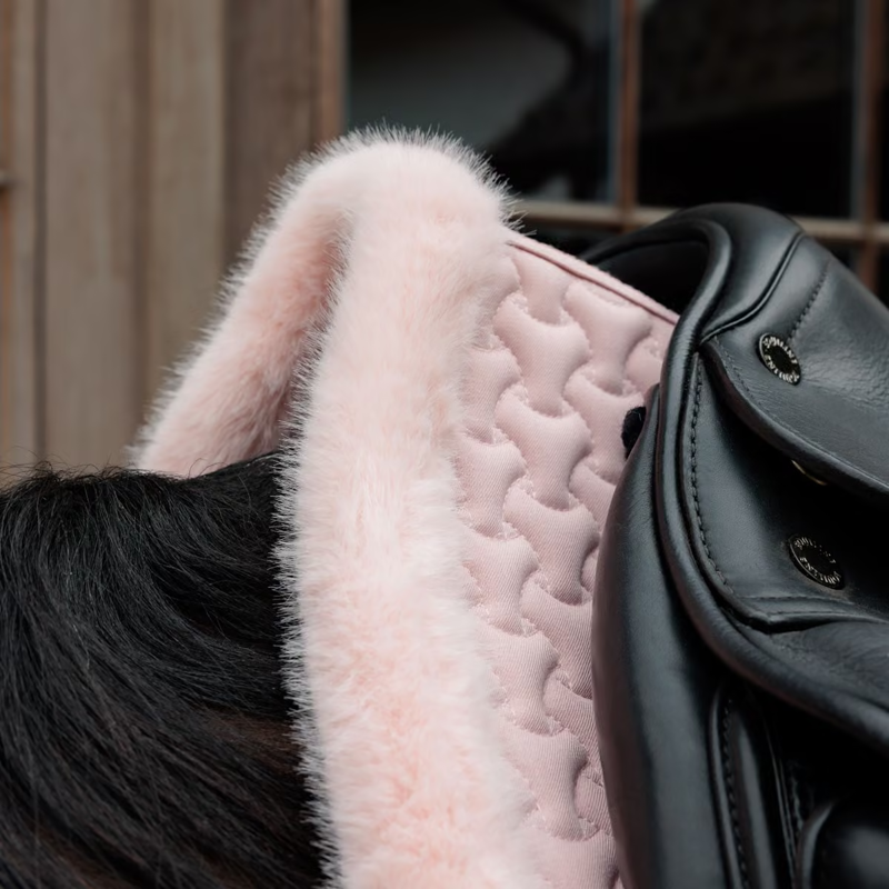 Kentucky Fake Fur Plaited Quilt Dressage Saddlepad Full - Old Rose-1
