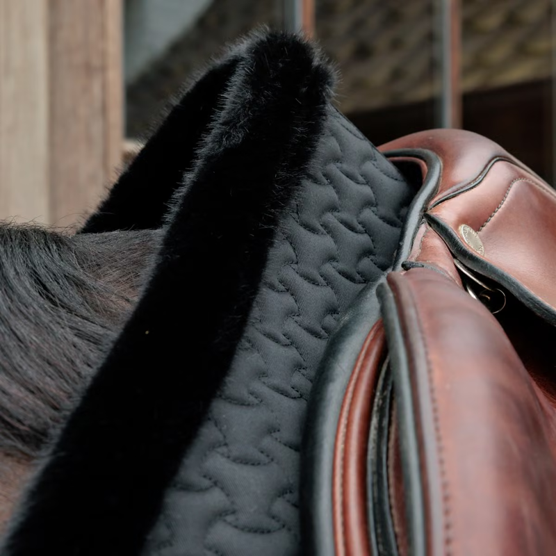 Kentucky Fake Fur Plaited Quilt Jumping Saddlepad Full - Black-1