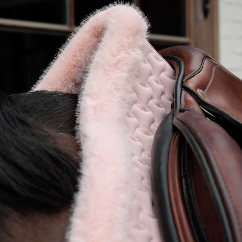 Kentucky Fake Fur Plaited Quilt Jumping Saddlepad Full - Old Rose-1