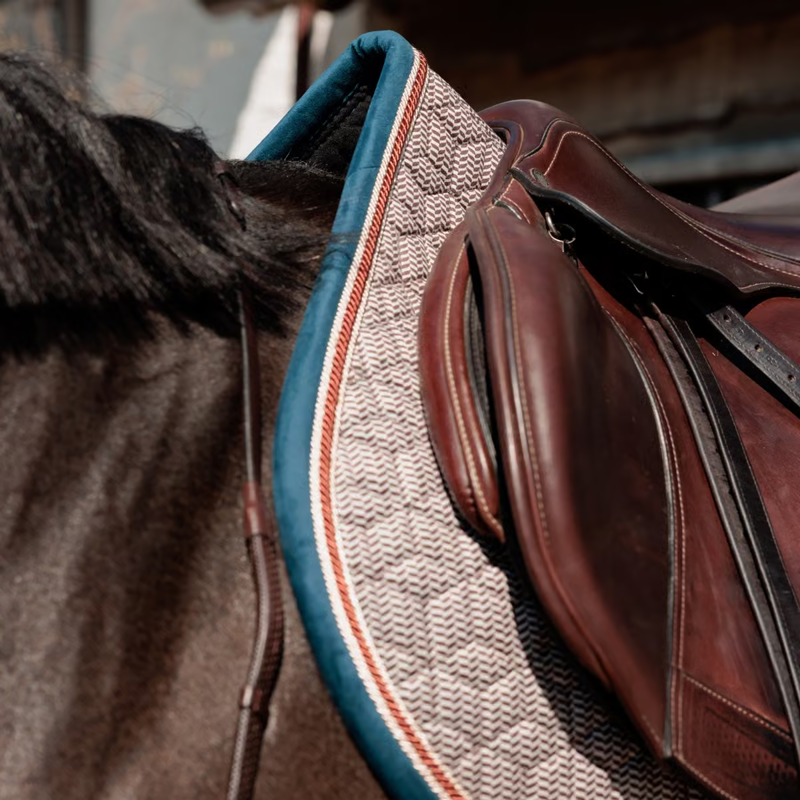 Kentucky Pied-de-Poule Jumping Saddlepad Full - Bordeaux Navy-1