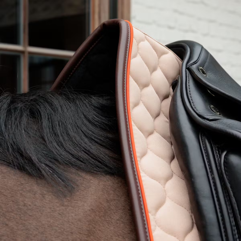 Kentucky Onion Quilt Neon Leather Dressage Saddlepad Full - Beige-1