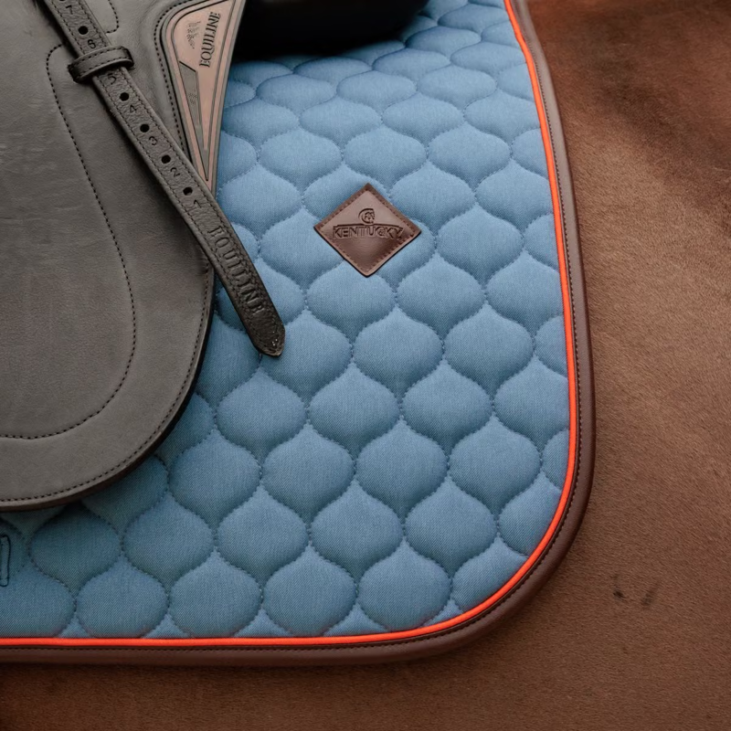 Kentucky Onion Quilt Neon Leather Dressage Saddlepad Full - Blue-1