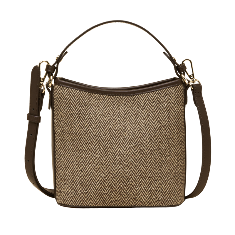 Joules Bucket Bag - Neutral Herringbone-2