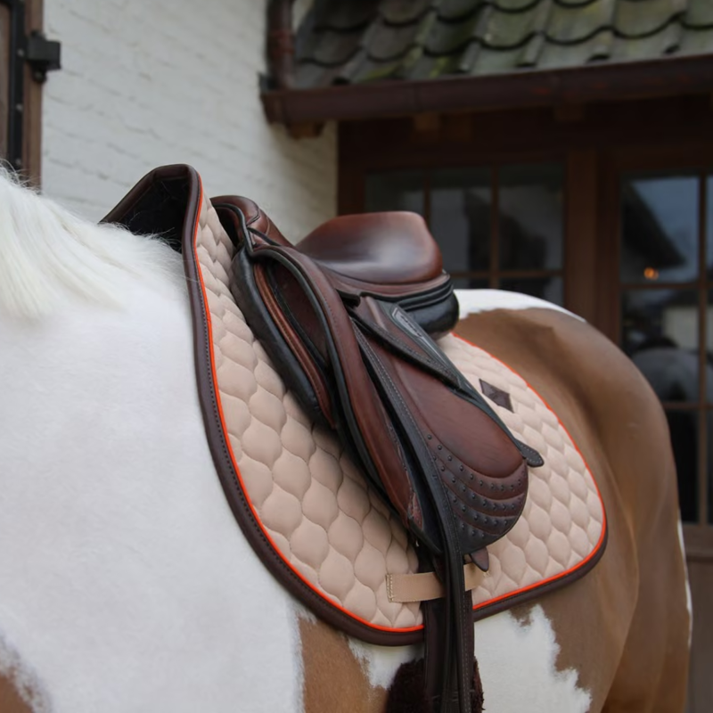 Kentucky Onion Quilt Neon Leather Jumping Saddlepad Full - Beige-1