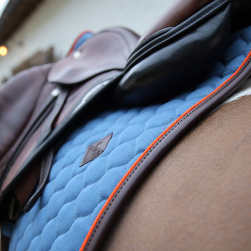 Kentucky Onion Quilt Neon Leather Jumping Saddlepad Full - Blue-1