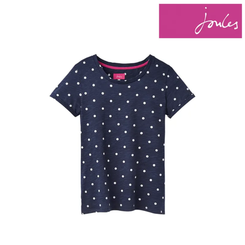 Joules Nessa Print Lightweight Jersey T-Shirt - French Navy Spot