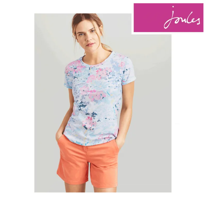 Joules Nessa Print Lightweight Jersey T-Shirt - White Surf Floral
