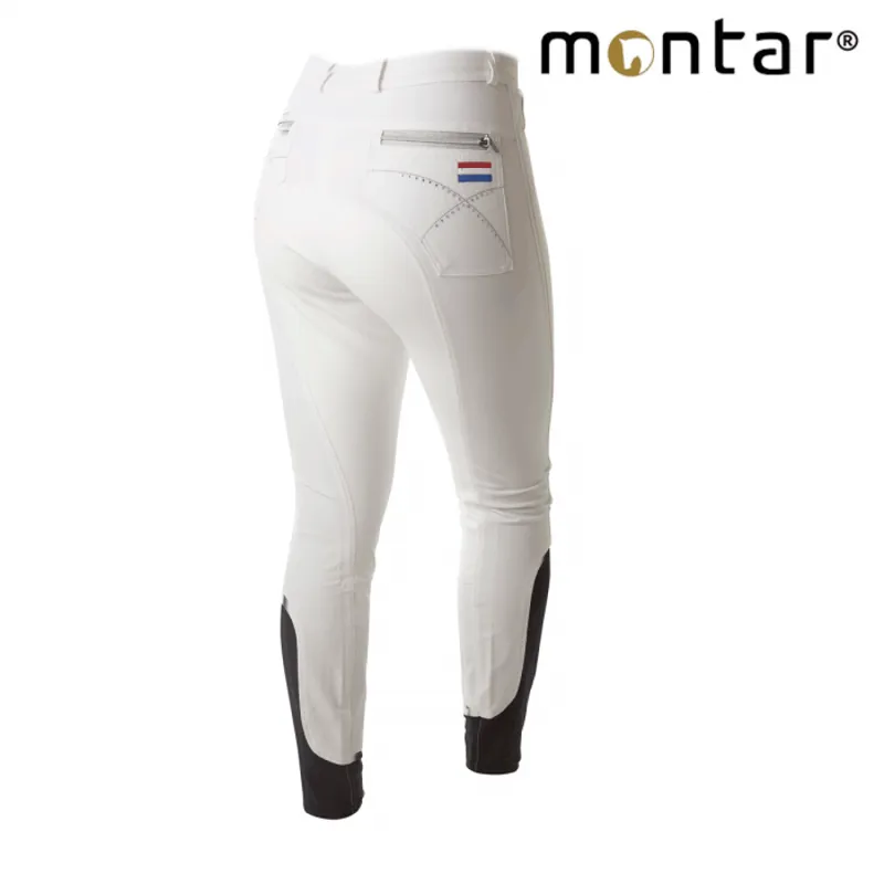 Montar Holland Flag Breeches with Silicone Knee Patch - White