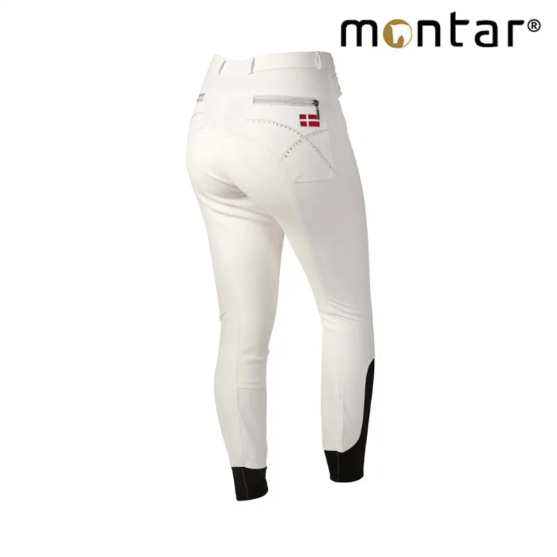 Montar Denmark Flag Breeches with Silicone Knee Patch - White