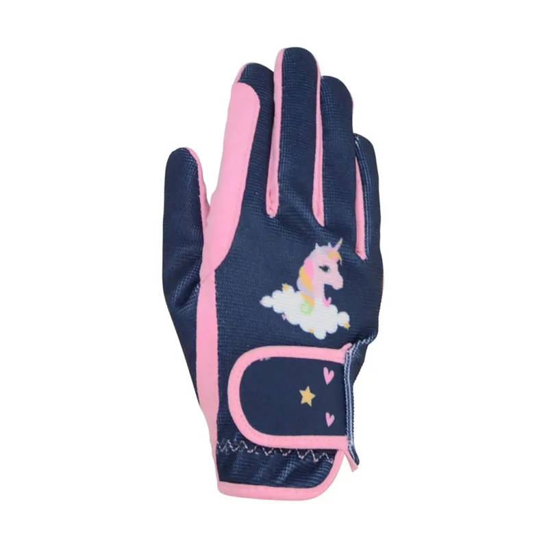 Little Unicorn Children's Riding Gloves by Little Rider XL - Candy Pink/Navy