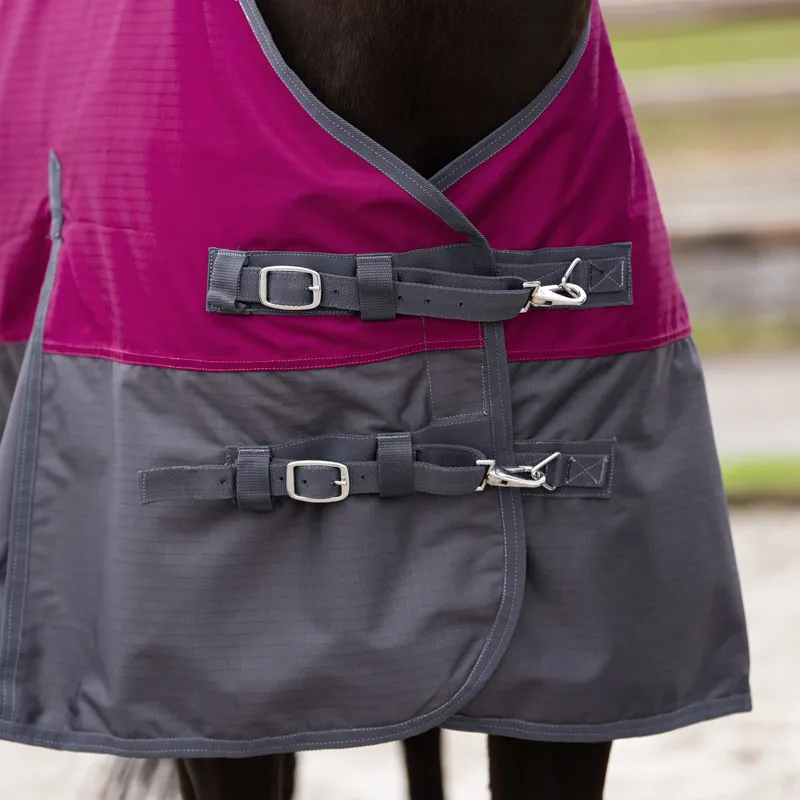 Imperial Riding Limited 100g Highneck Turnout Rug - Raspberry /Grey-2