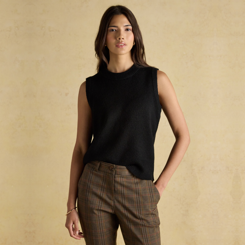 Joules Ladies Holly Knitted Crew Neck Vest - Black