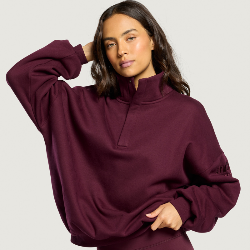 Gym + Coffee Women's Snap Collar Sierra Sweatshirt - Cherry Crush-5