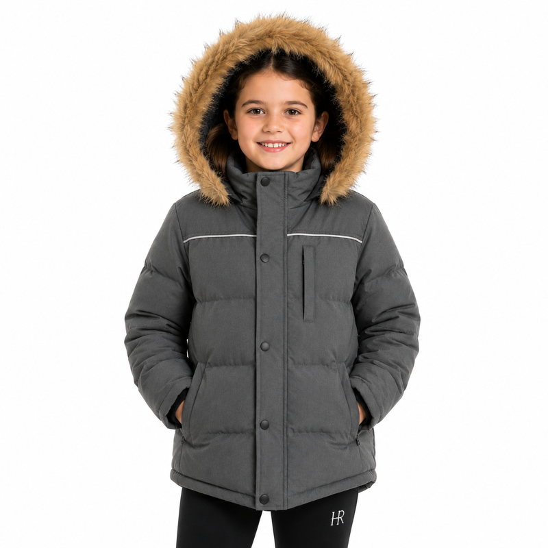 Horseware Kids Padded Parka w/Rem Hood - Black Melange-1
