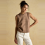 Joules Ladies Holly Knitted Crew Neck Vest - Tan
