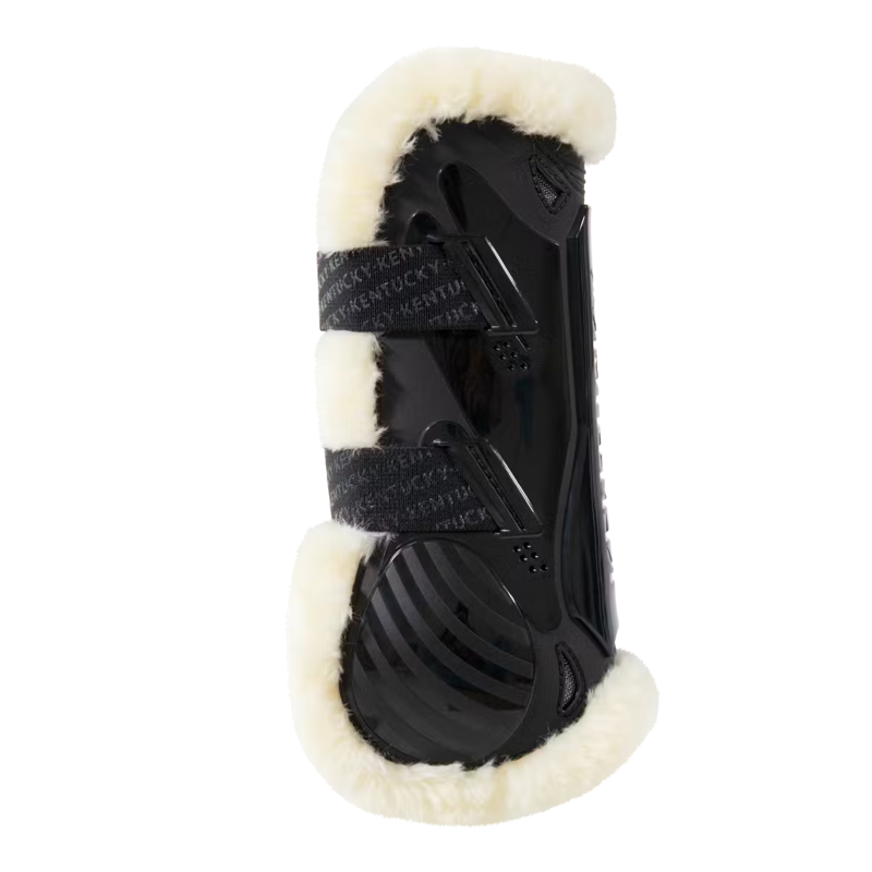 Kentucky Vegan Sheepskin Velcro Tendon Boots - Black-3
