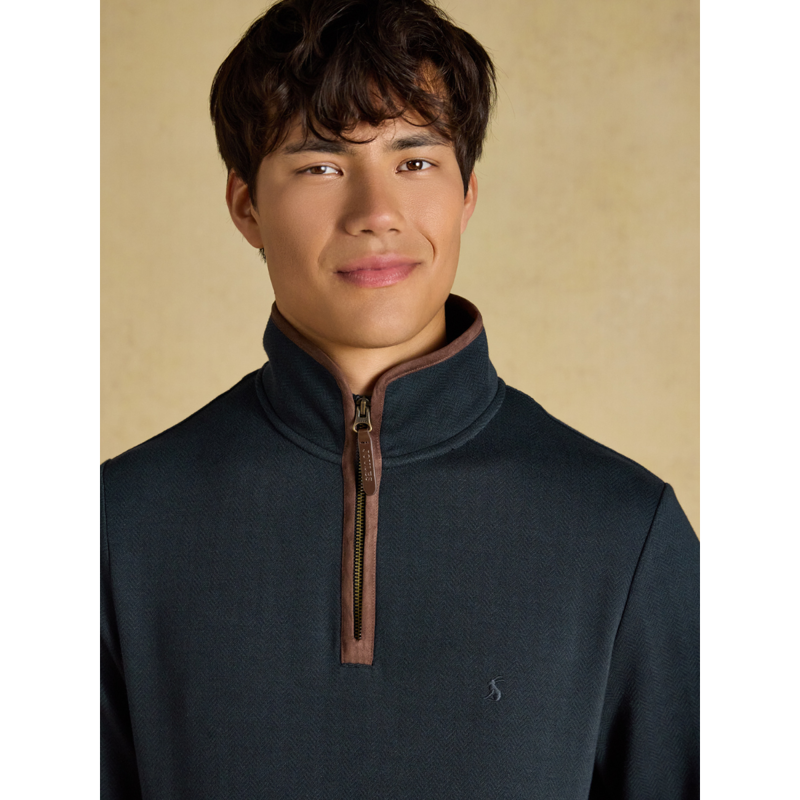 Joules Men's Heritage Herringbone Quarter Zip Sweatshirt - Navy-3