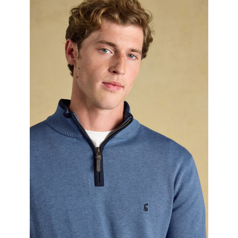 Joules Men's Hillside 1/4 Zip Knitted Jumper - Blue-4