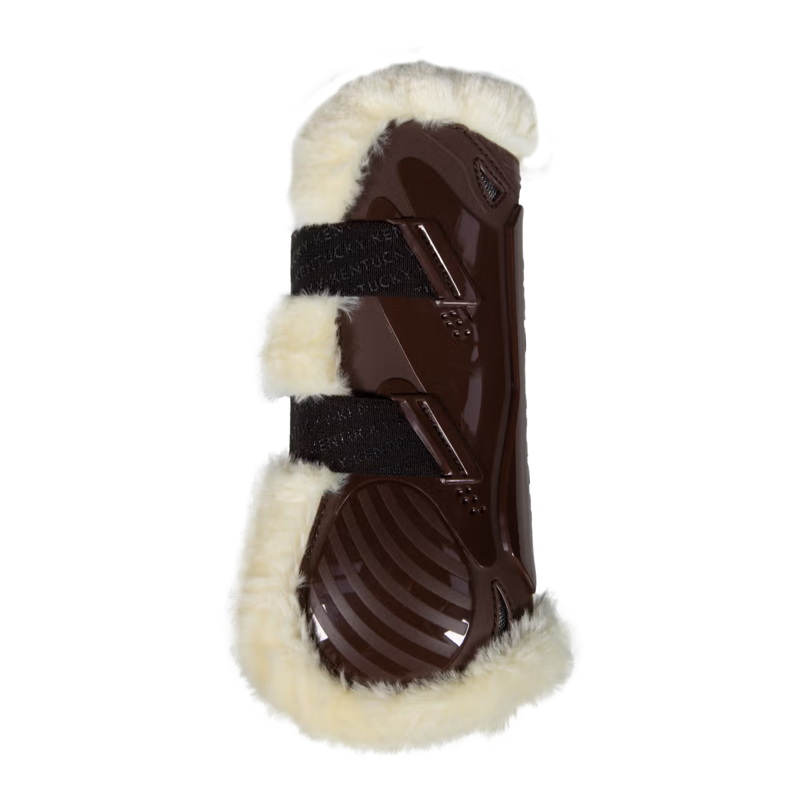 Kentucky Vegan Sheepskin Velcro Tendon Boots - Brown-1