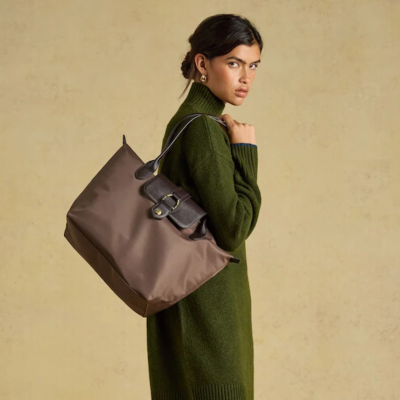 Joules Edie Zip Top Shopper Bag - Mocha-7