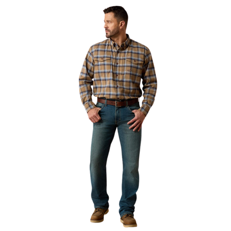Ariat Men's Rebar Flannel DuraStretch Work Shirt - Field Khaki-2