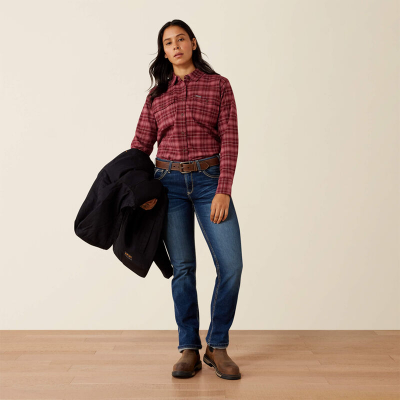 Ariat Women's Rebar Flannel DuraStretch Work Shirt - Windsor Wine-2