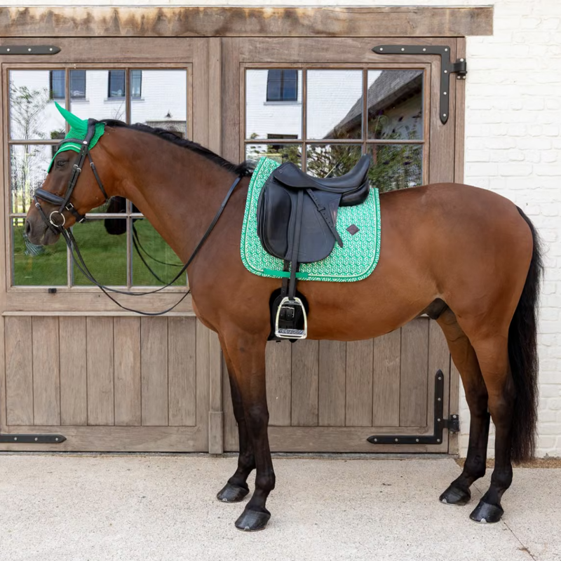 Kentucky Velvet Maze Cipher Printing Dressage Saddlepad - White/Green-2