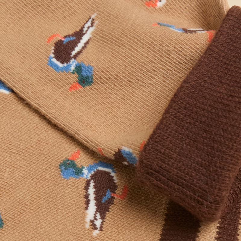 Joules Men's Kingsbury 2 Pack Socks - Tan Birds-2