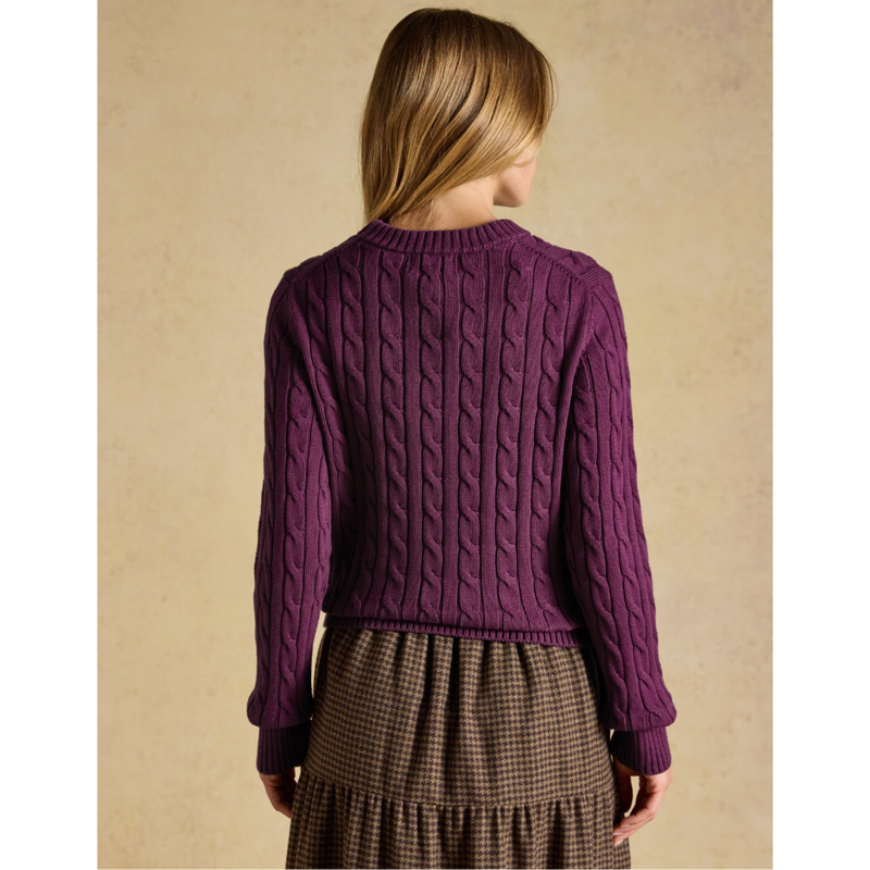 Joules Ladies Classic Cable Jumper - Wine-1