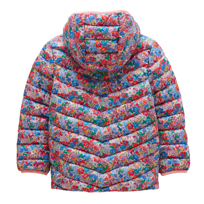 Joules Girls' Cairn Showerproof Padded Coat - Pink Ditsy-1