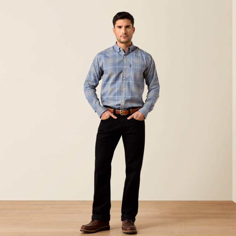 Ariat Men's Clement Shirt - Soft Blue Plaid-3