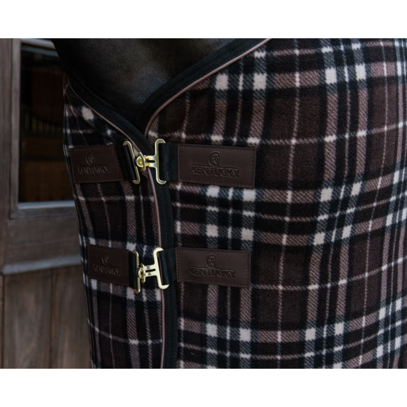 Kentucky Heavy Check Fleece Rug - Brown-2
