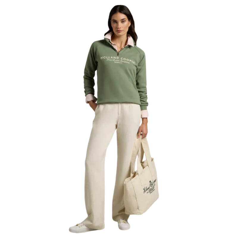 Holland Cooper Sporting Goods Zip Henley - Sage-2