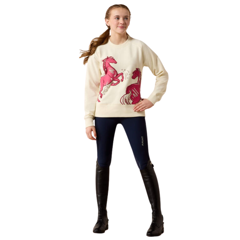 Ariat Youth Martine Sweatshirt - Antique White Let's Play-2
