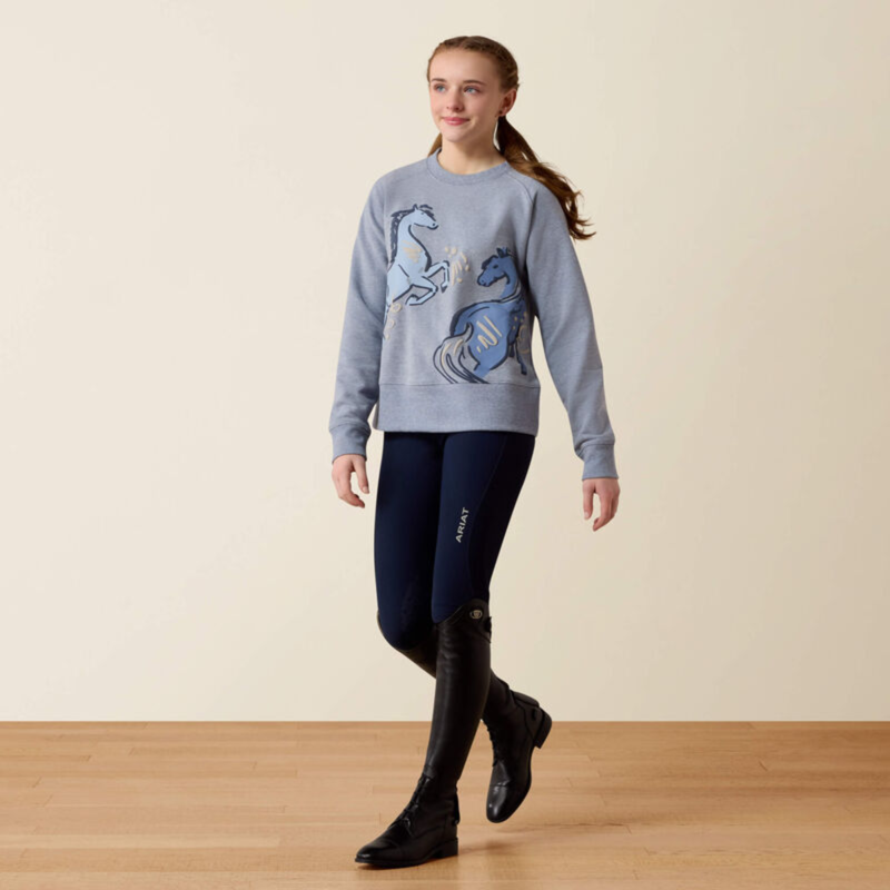 Ariat Youth Martine Sweatshirt - Blue Grey Let's Play-3
