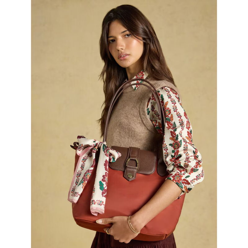Joules Edie Zip Top Shopper Bag - Rust Orange-2