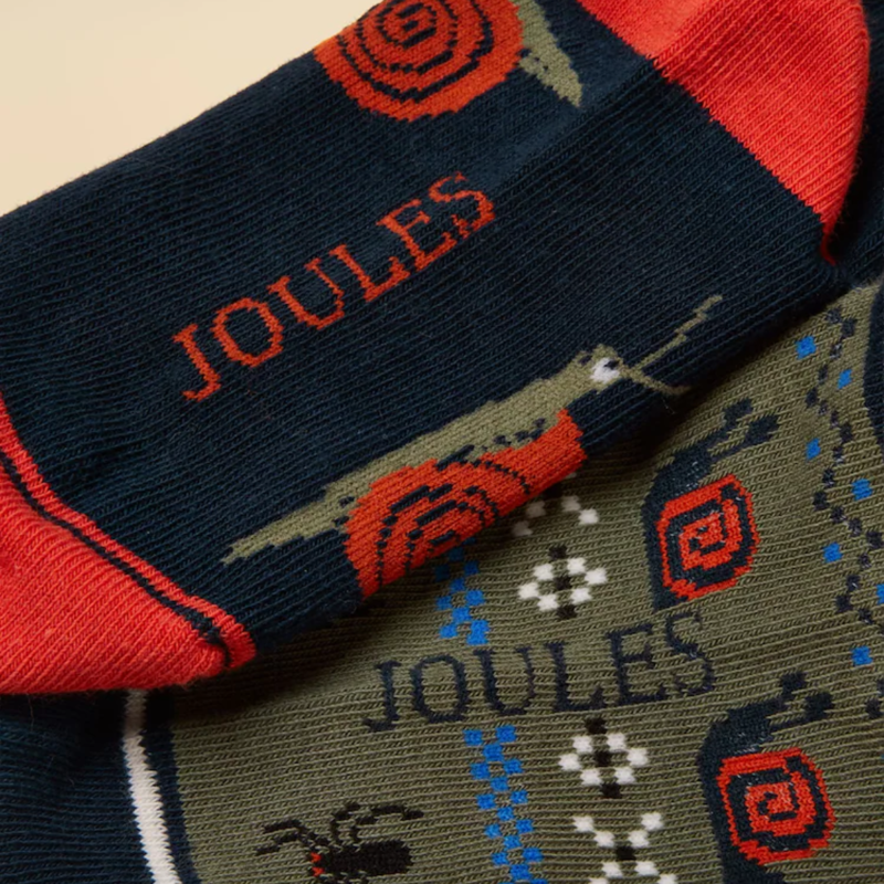 Joules Kids' Eat Feet 2 Pack Socks - Khaki Green-2